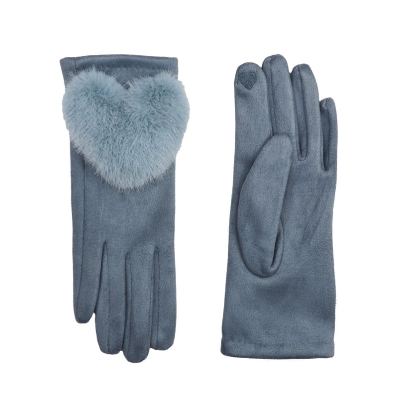 Faux Fur Heart Gloves