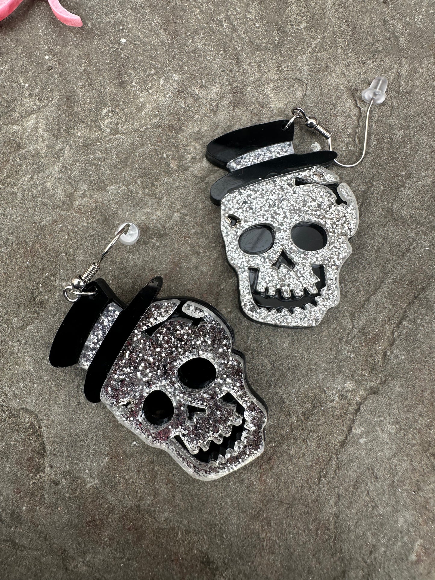 Top Hat Skull Earrings