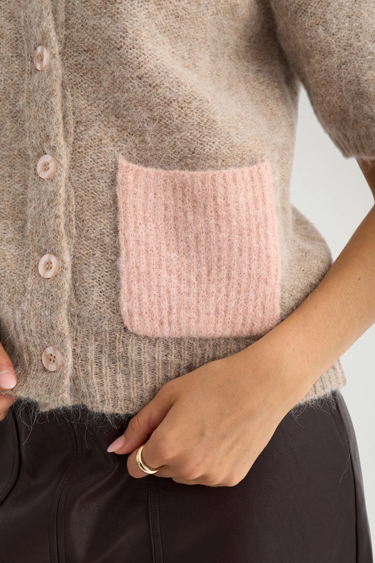 NUSALIA CARDIGAN - Sesame Melange