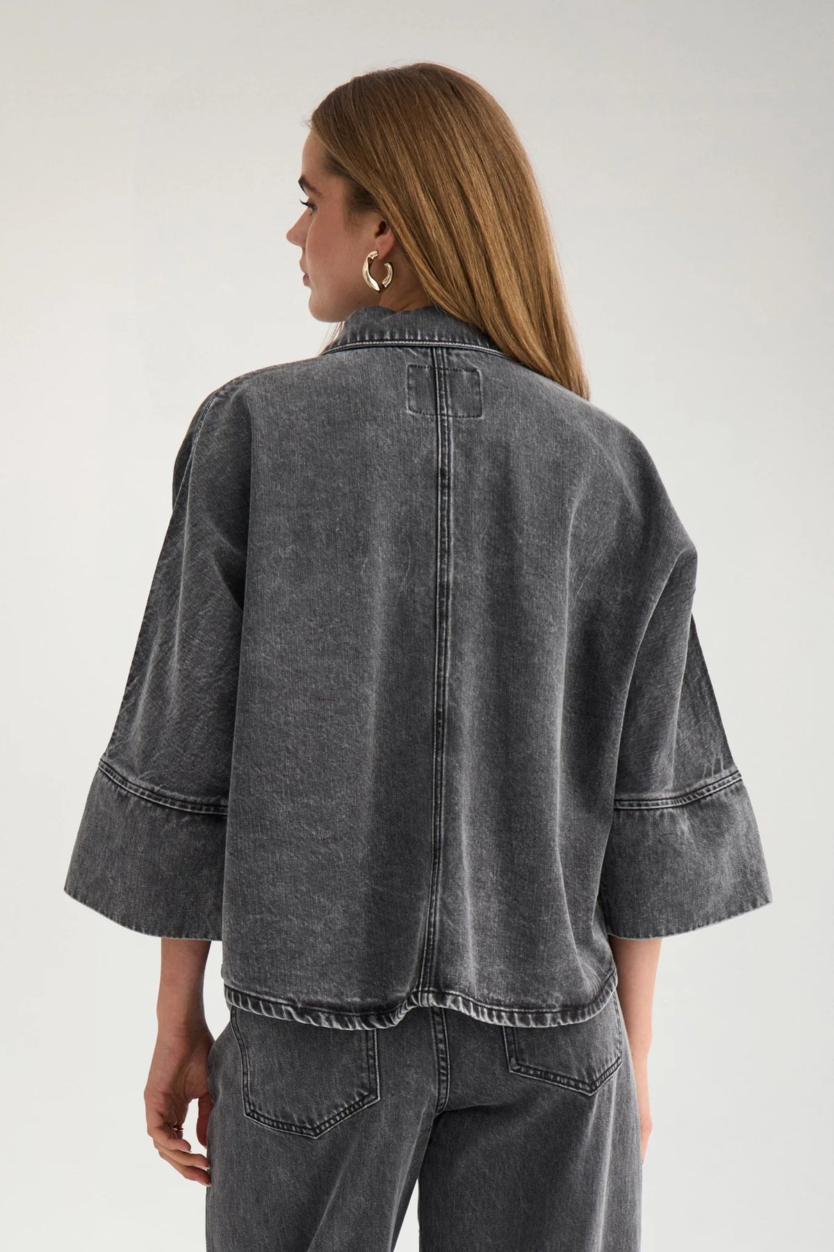 NUBROOKLYN OVERSIZE STONE SHIRT - Grey Denim