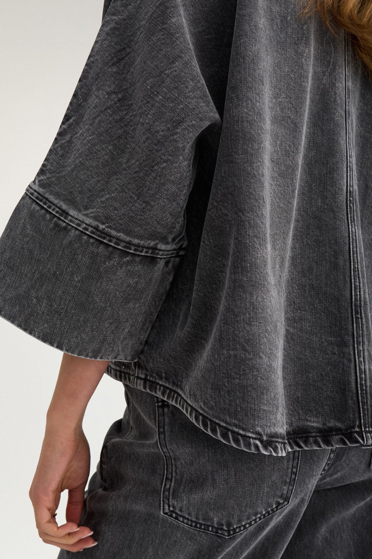 NUBROOKLYN OVERSIZE STONE SHIRT - Grey Denim
