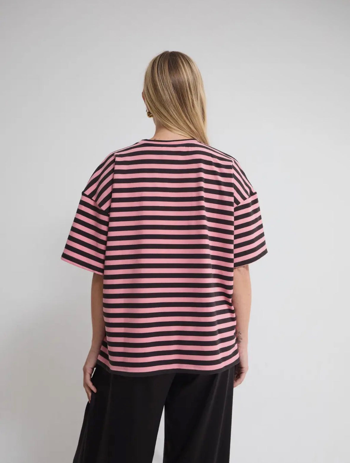 Sara Stripe Supersoft T-Shirt - Pink and Brown