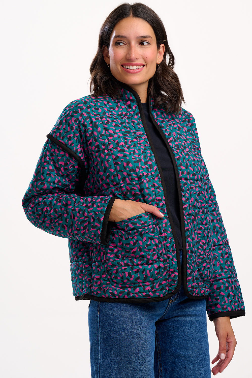 Elowen Quilted Jacket - Green, Layered Spot