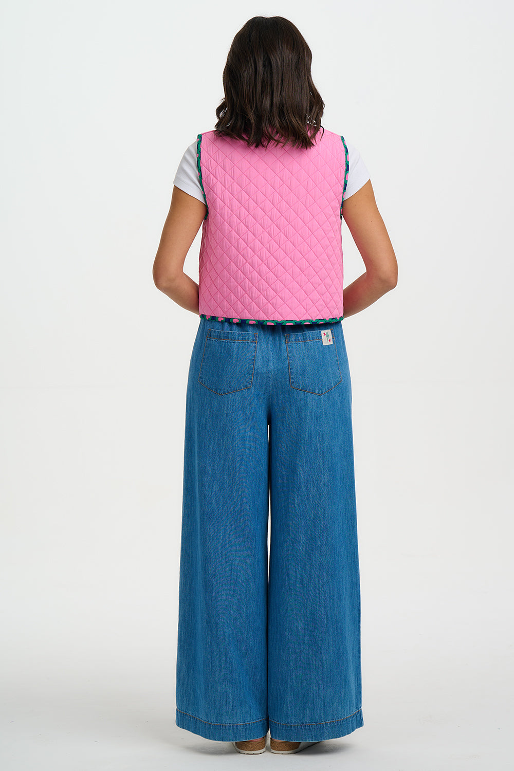 Vander Reversible Quilted Waistcoat - Navy, Heart Tile