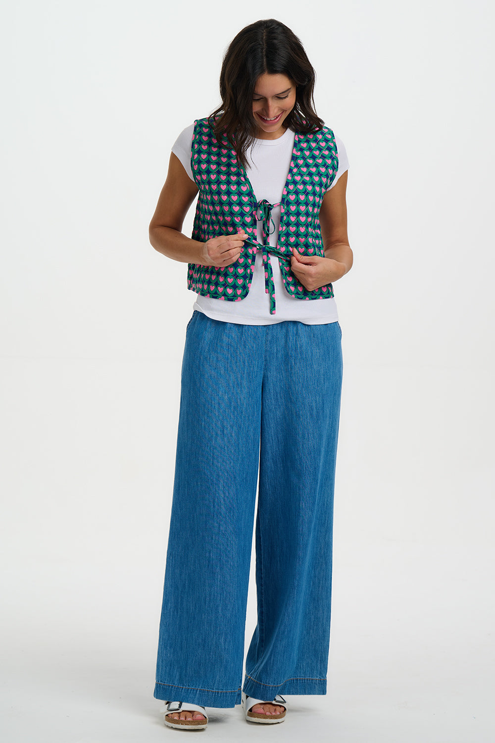 Vander Reversible Quilted Waistcoat - Navy, Heart Tile