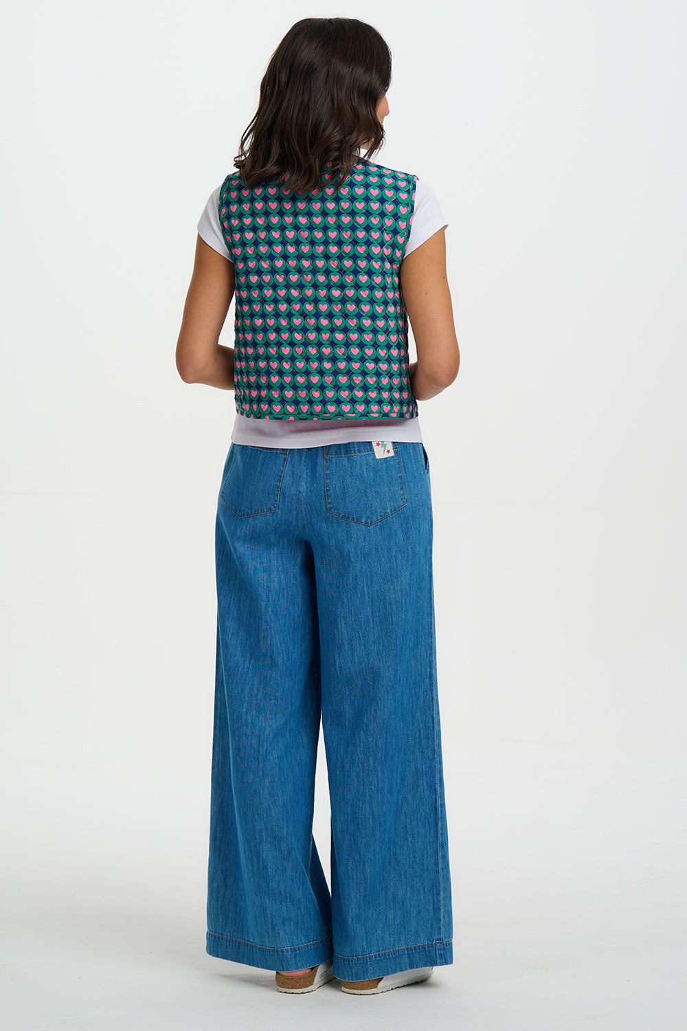 Vander Reversible Quilted Waistcoat - Navy, Heart Tile