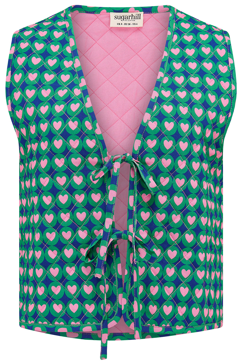 Vander Reversible Quilted Waistcoat - Navy, Heart Tile