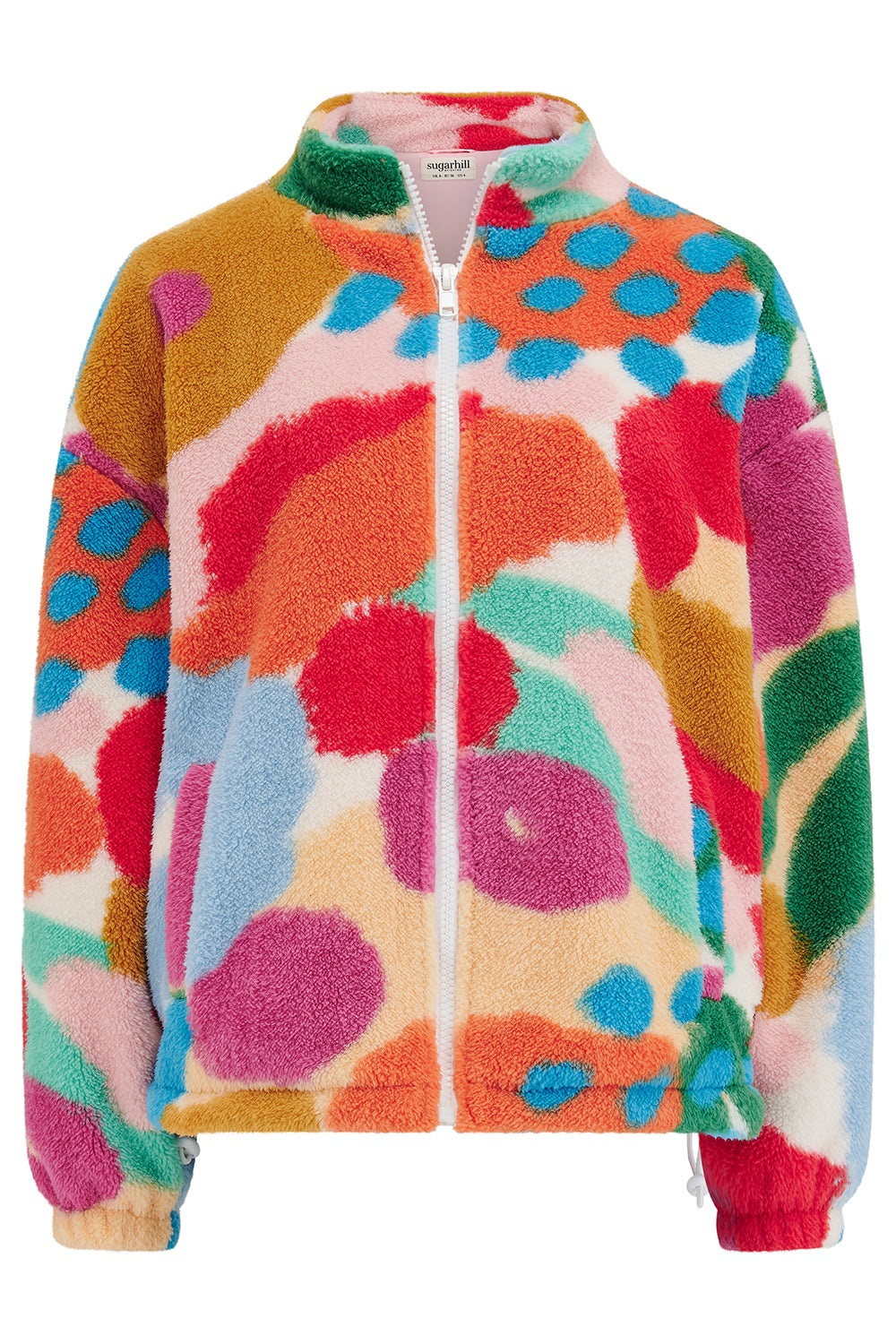 Hartley Zip Up Fleece - Off White/Multi, Abstract Floral