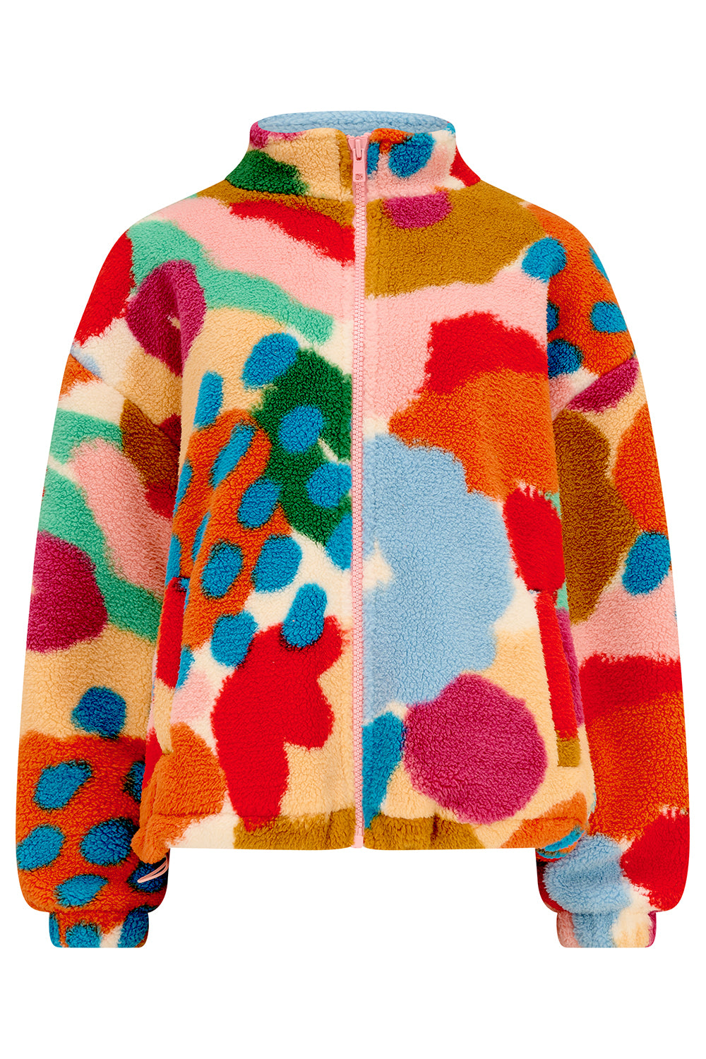 Hartley Zip Up Fleece - Off White/Multi, Abstract Floral