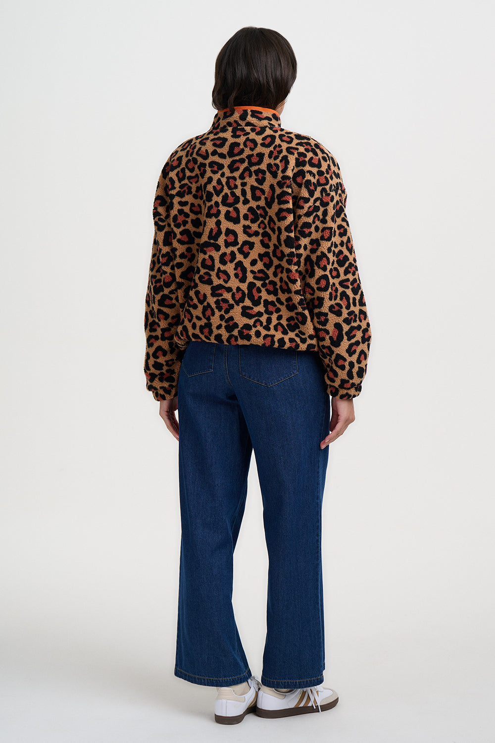 Remi Popper Fleece - Brown, Leopard