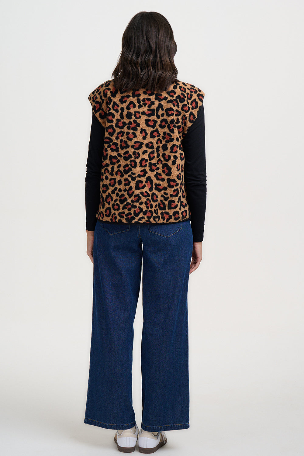 Sophie Fleece Gillet - Brown, Leopard