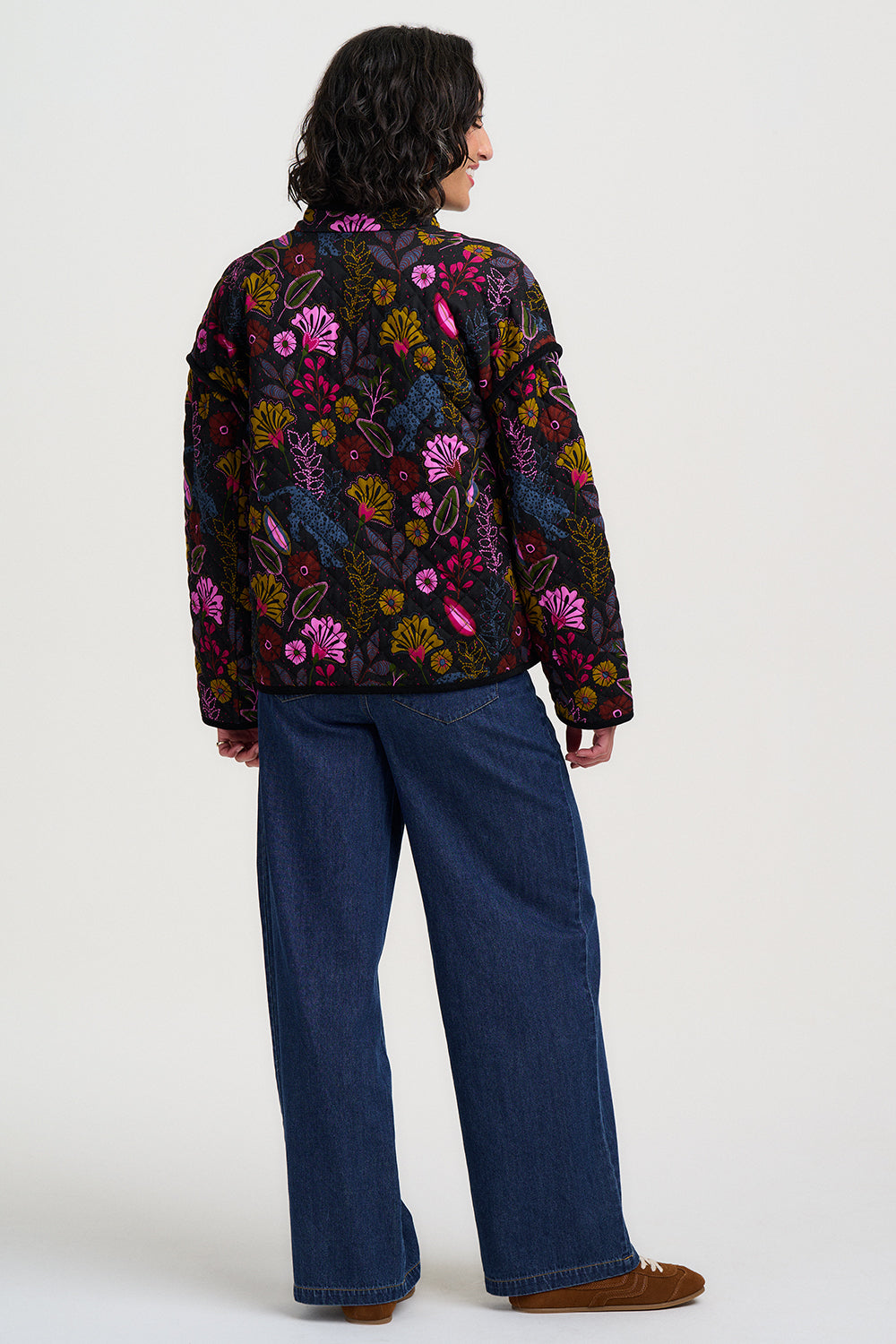 Elowen Quilted Jacket - Black, Jungle Panther