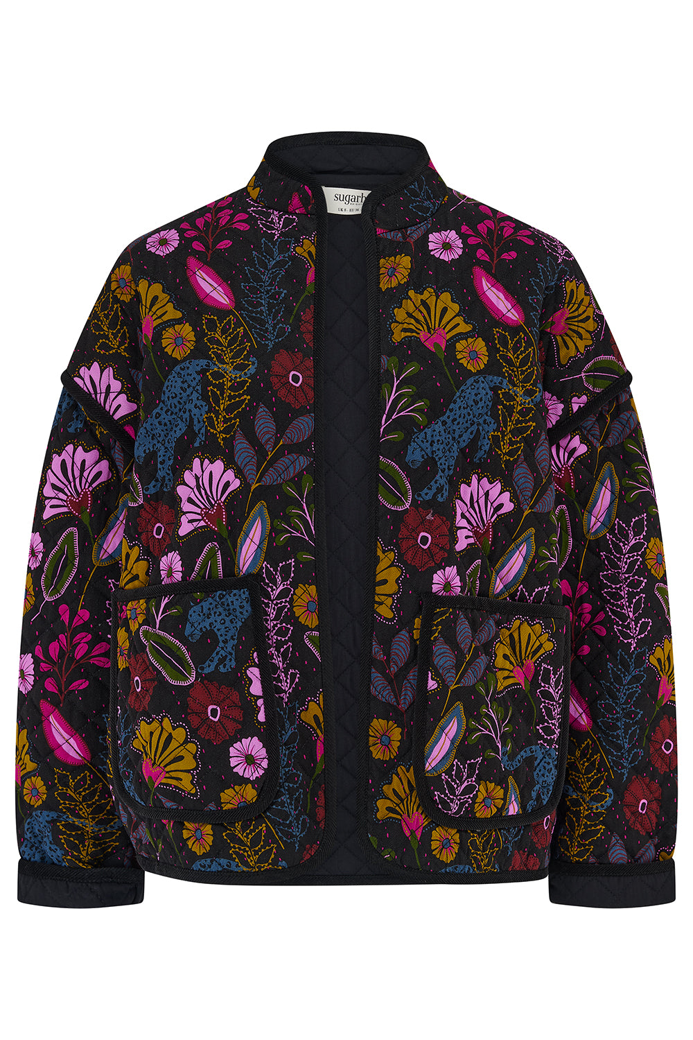 Elowen Quilted Jacket - Black, Jungle Panther