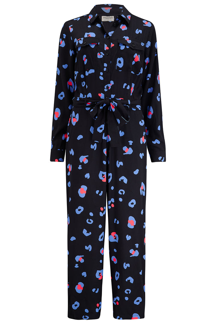 Charlie Jumpsuit - Black, Colour Pop Leopard