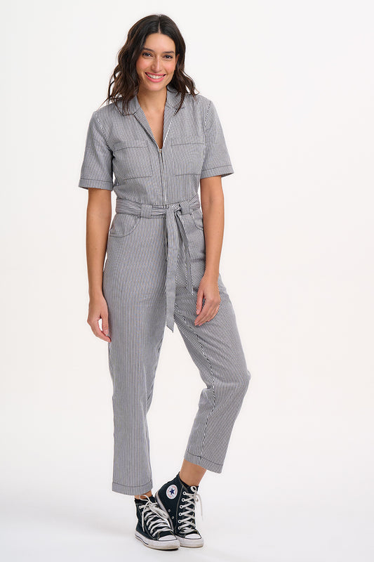 Meredith Boilersuit - Monochrome Stripe