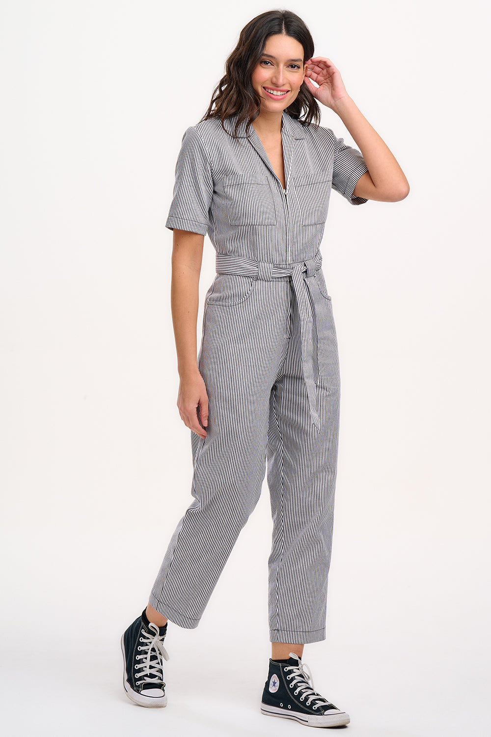 Meredith Boilersuit - Monochrome Stripe