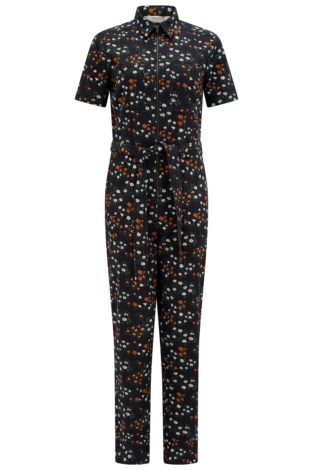 Billy Jumpsuit - Black Burnt Ditsy Floral