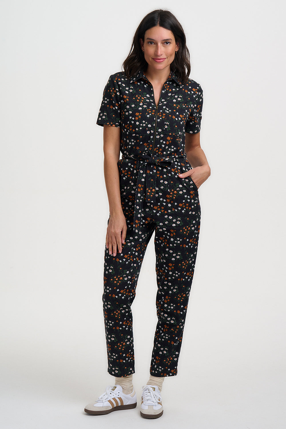Billy Jumpsuit - Black Burnt Ditsy Floral