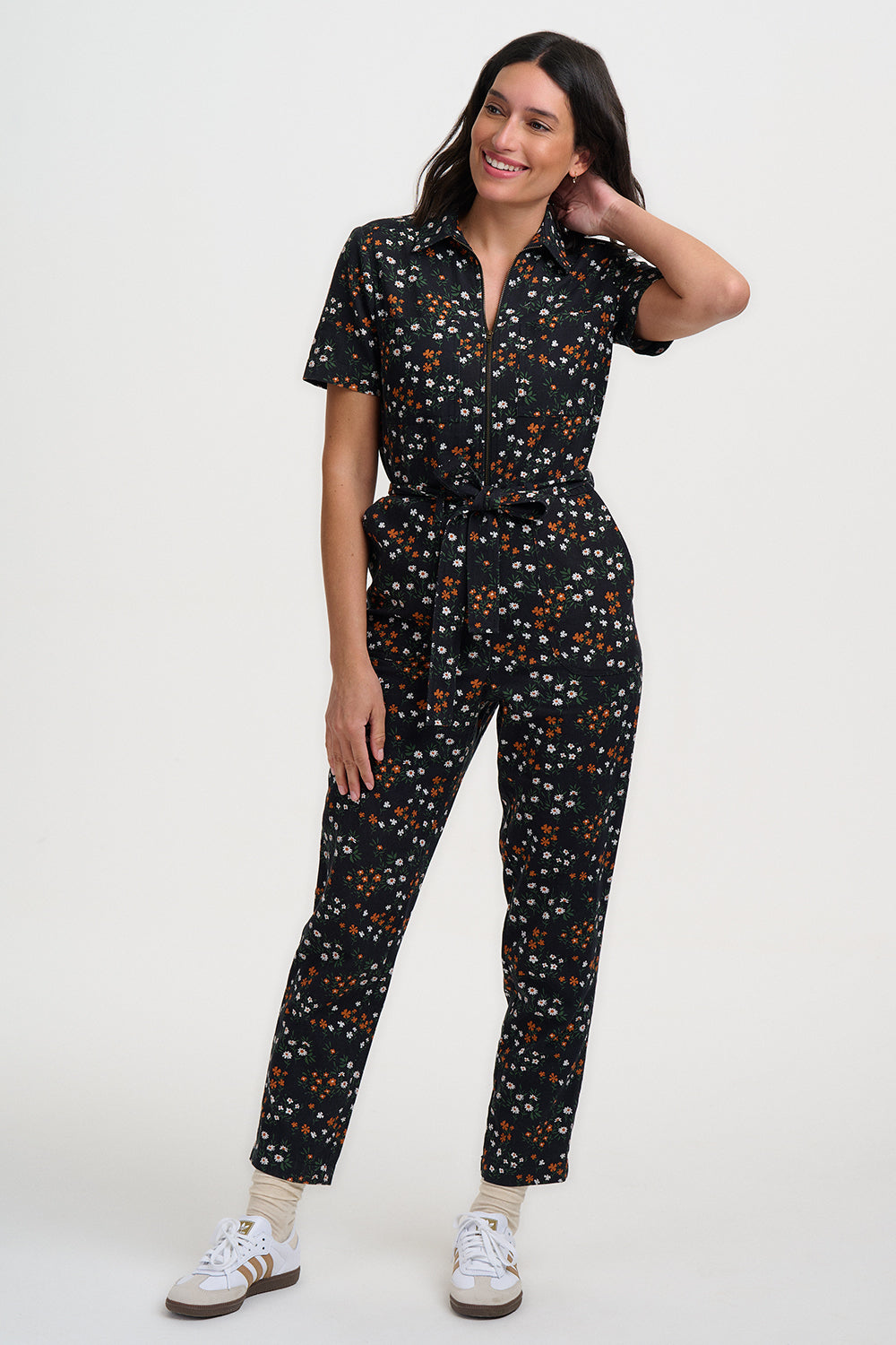Billy Jumpsuit - Black Burnt Ditsy Floral