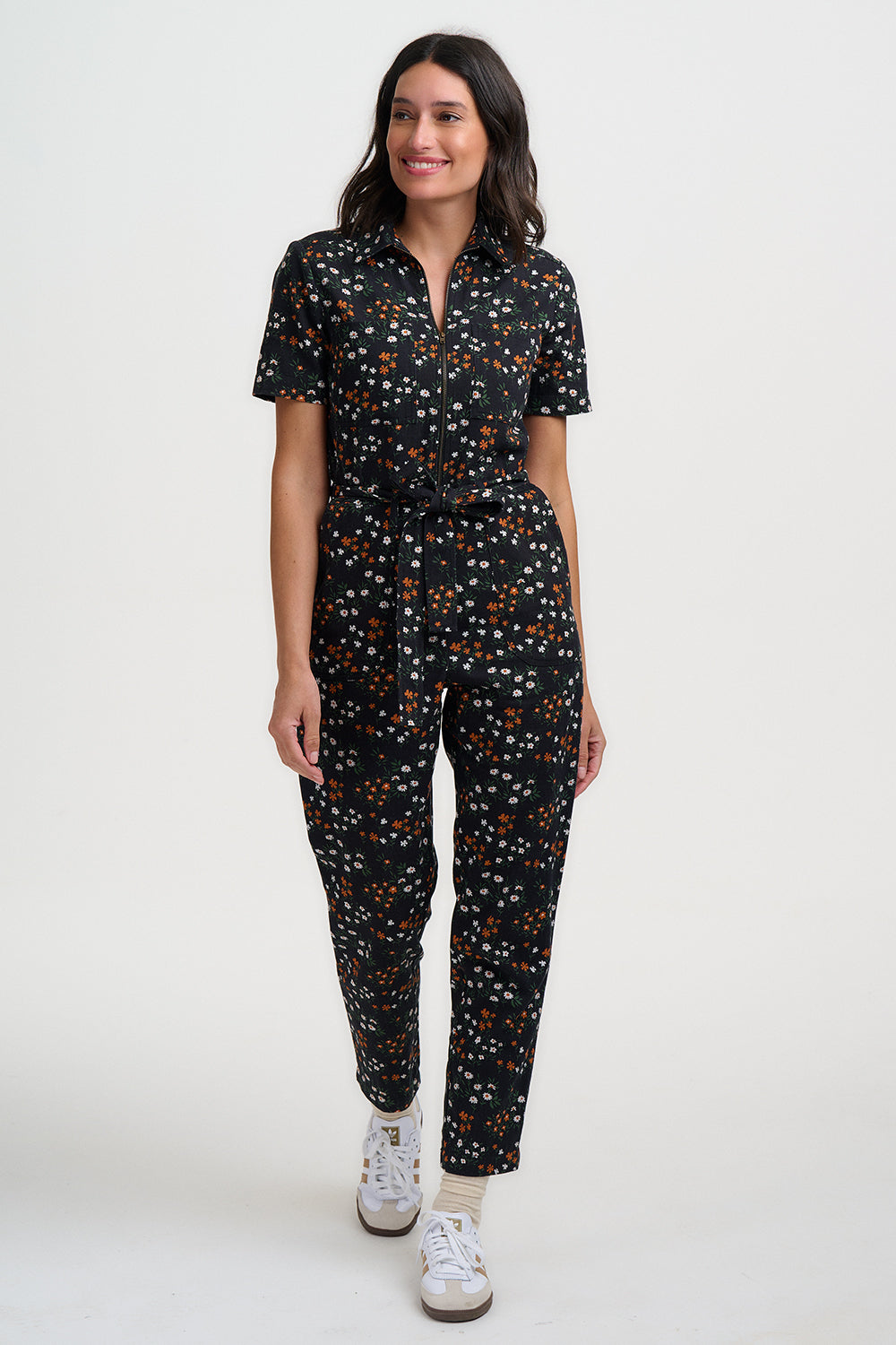 Billy Jumpsuit - Black Burnt Ditsy Floral
