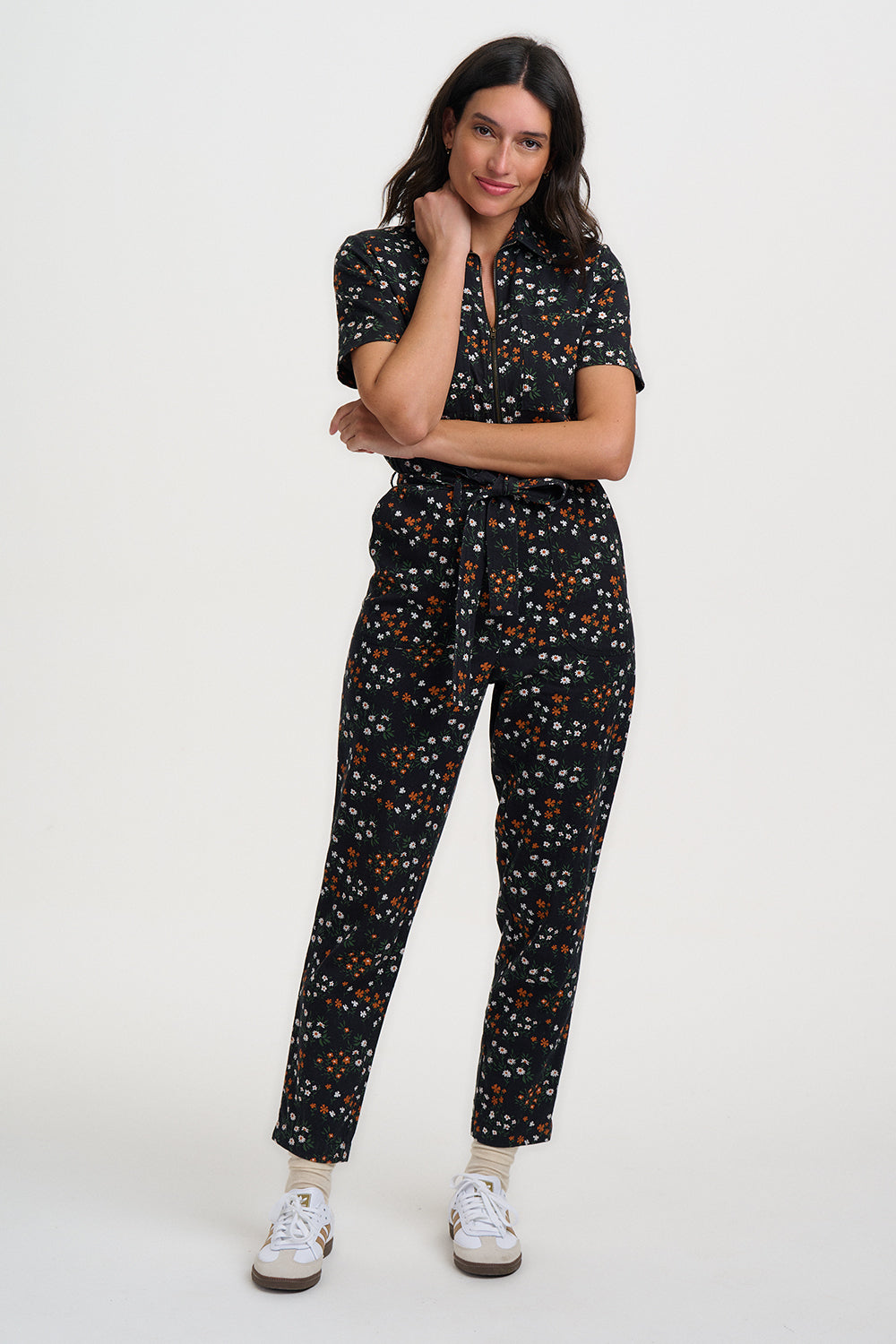 Billy Jumpsuit - Black Burnt Ditsy Floral