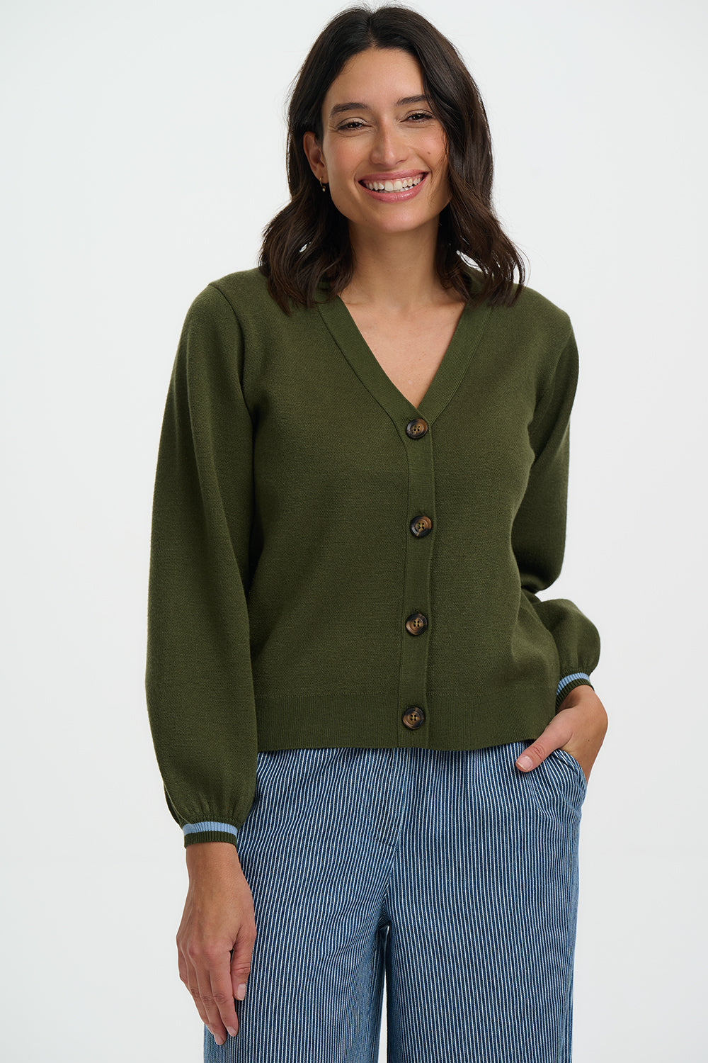 Adrian Cardigan - Khaki, Leopard Jungle