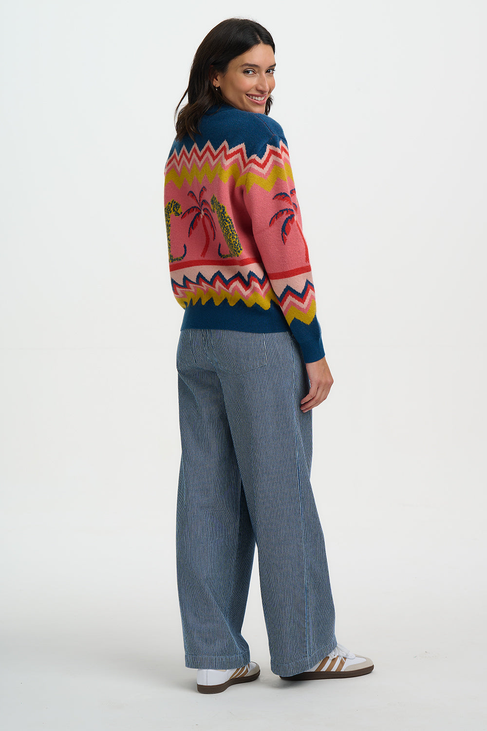 Solana Knitted Bomber - Multi, Leopard And Palms