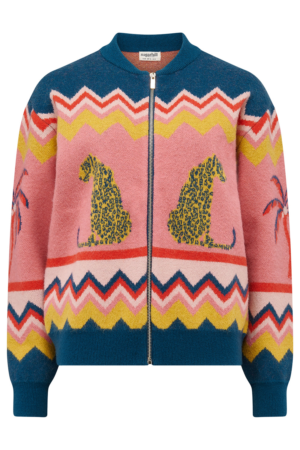 Solana Knitted Bomber - Multi, Leopard And Palms