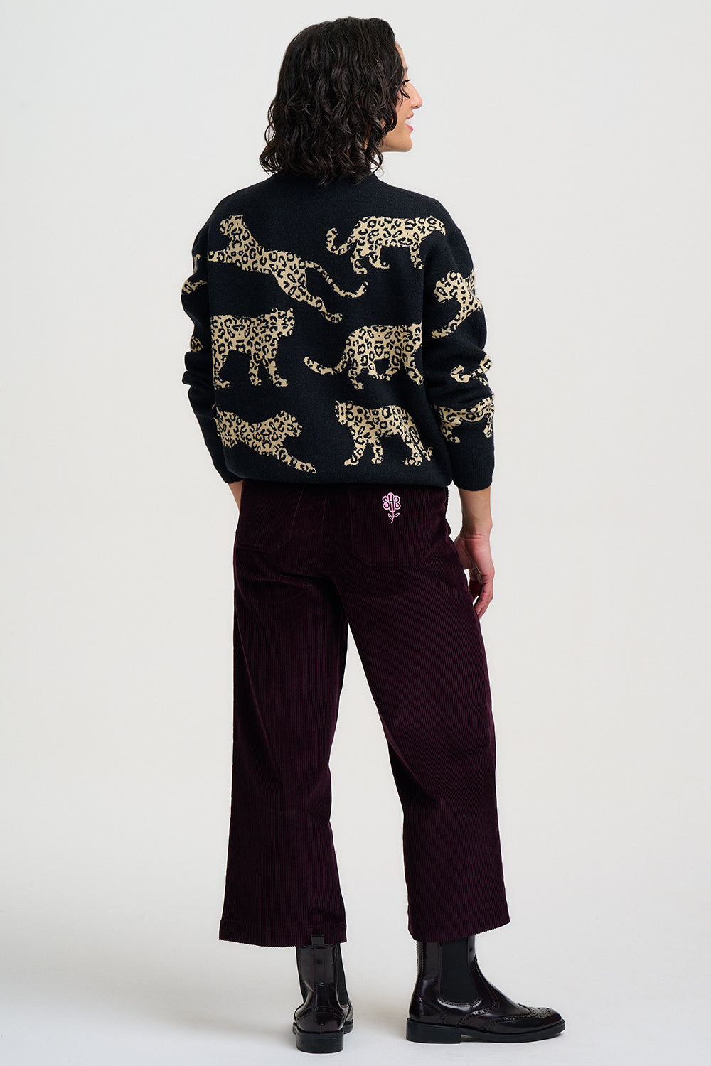 Solana Knitted Bomber Jacket - Monochrome Leopards