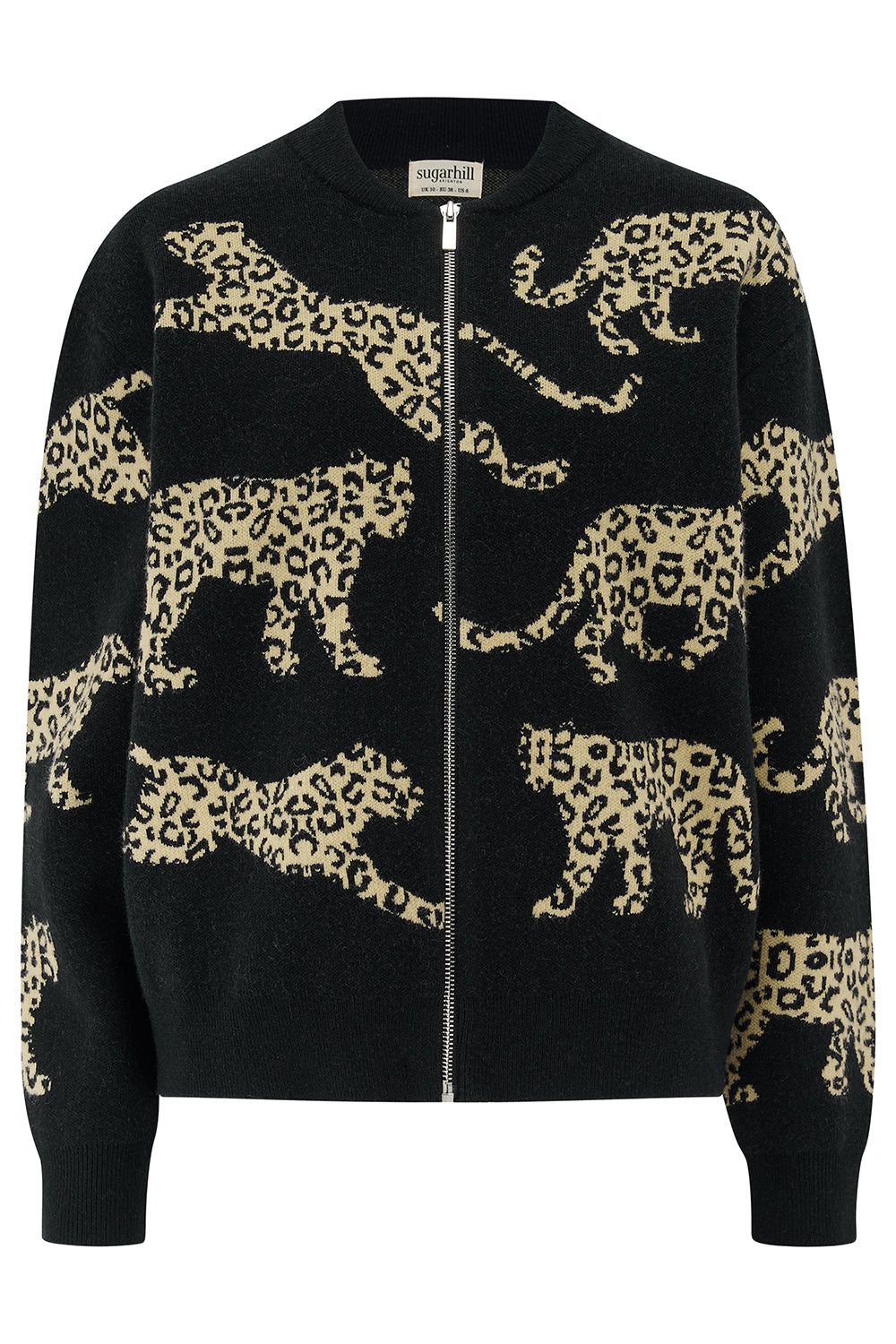 Solana Knitted Bomber Jacket - Monochrome Leopards