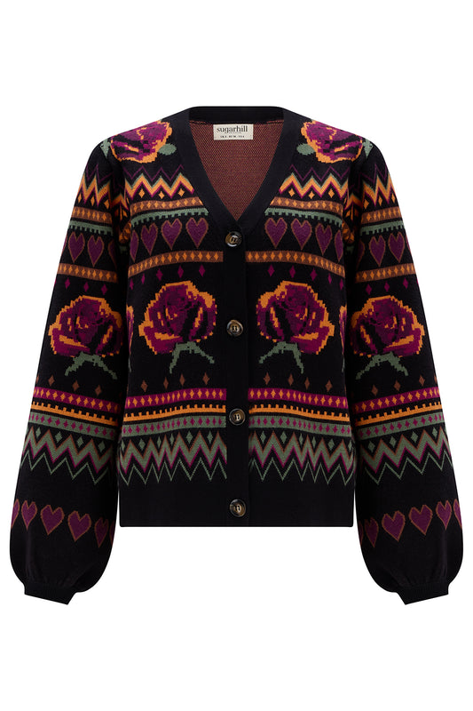 Adrian Cardigan - Black, Wild Roses