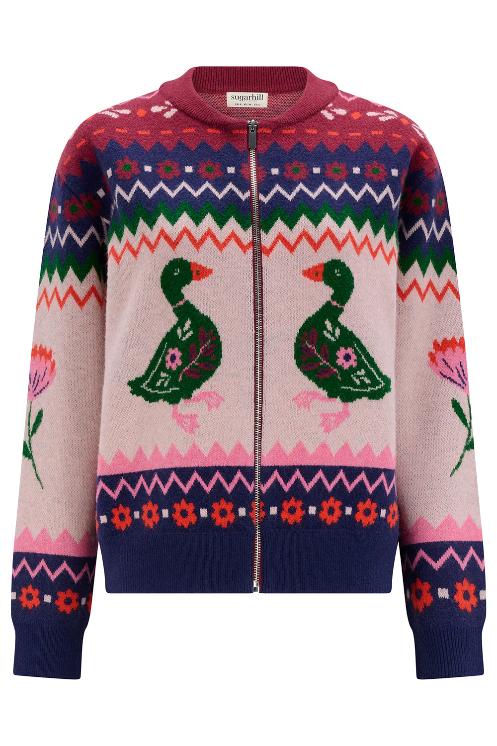 Solana Knitted Bomber Jacket - Navy Ducks