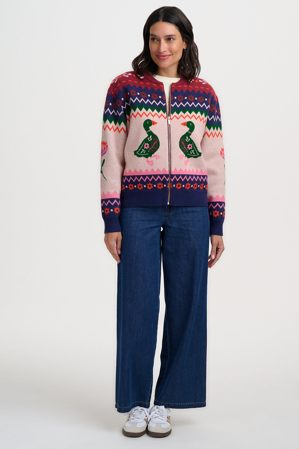 Solana Knitted Bomber Jacket - Navy Ducks