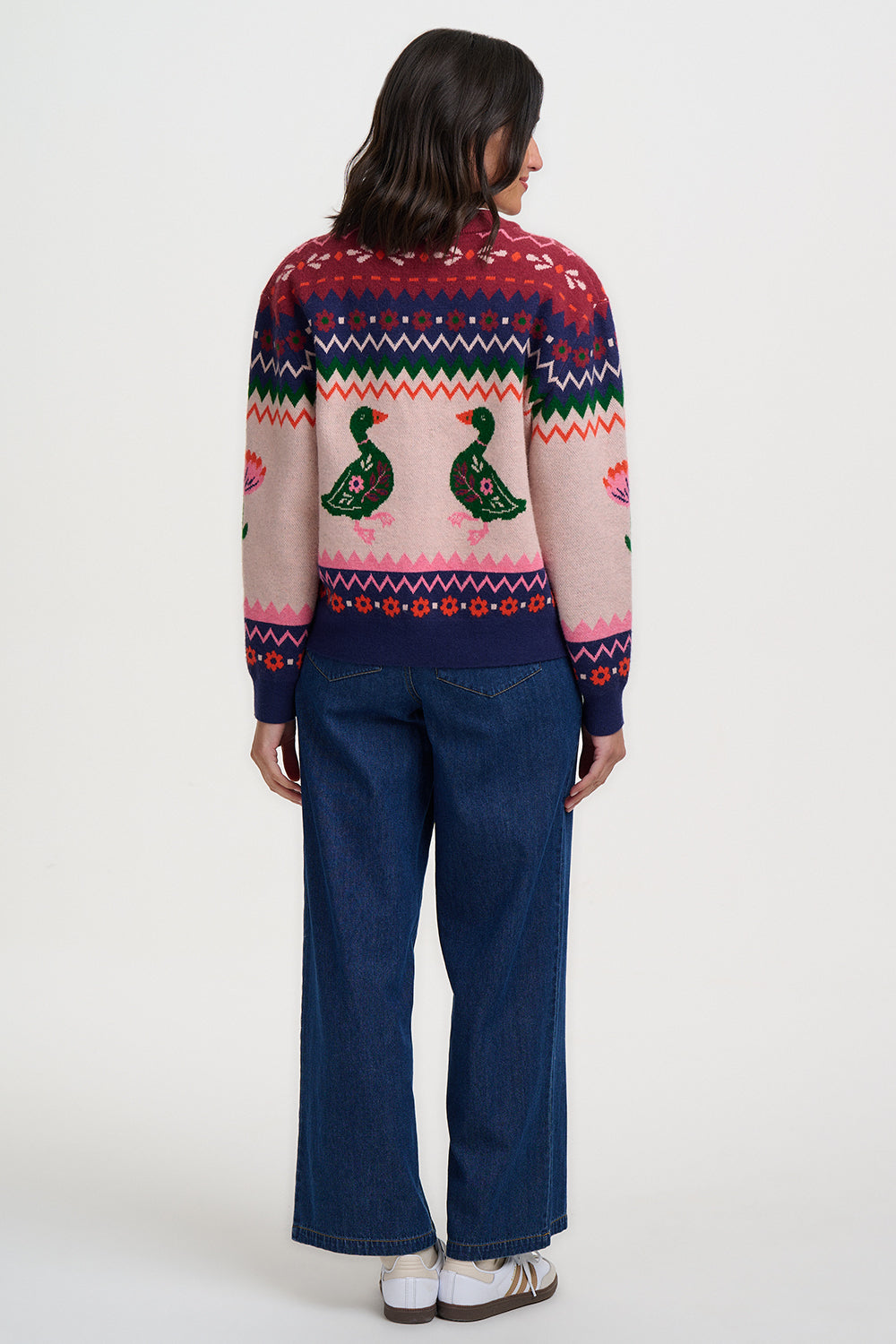 Solana Knitted Bomber Jacket - Navy Ducks