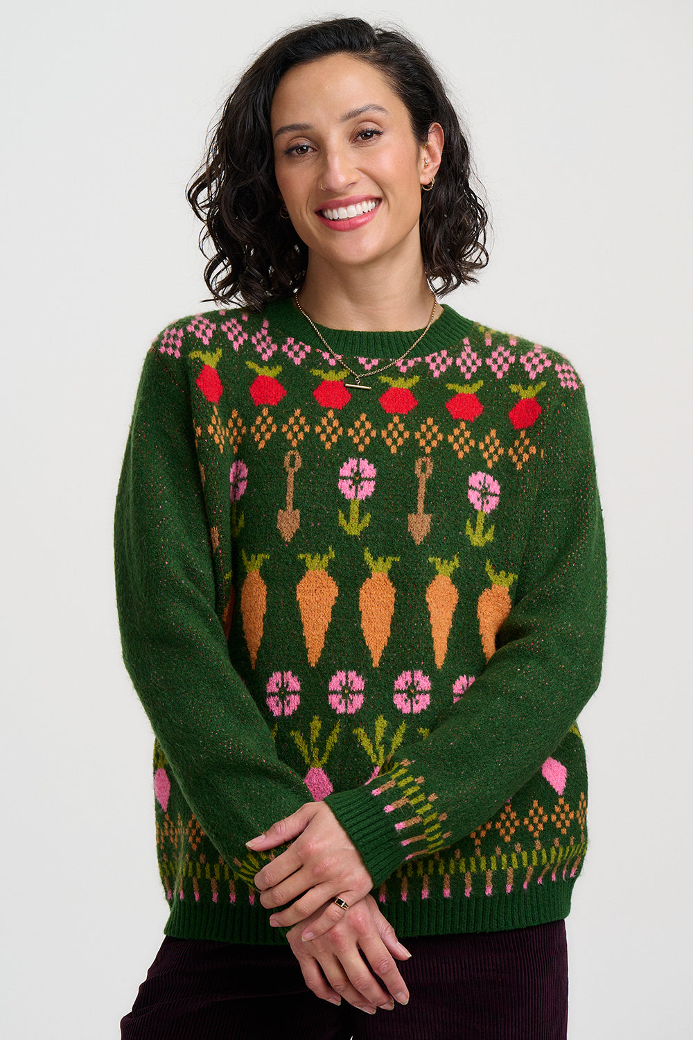 Laverne Jumper - Green, Allotment Fairisle