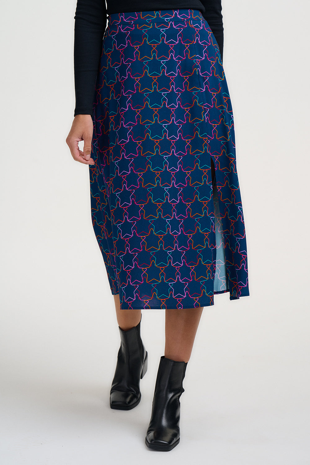 Rosalind Skirt - Teal, Interlocking Stars