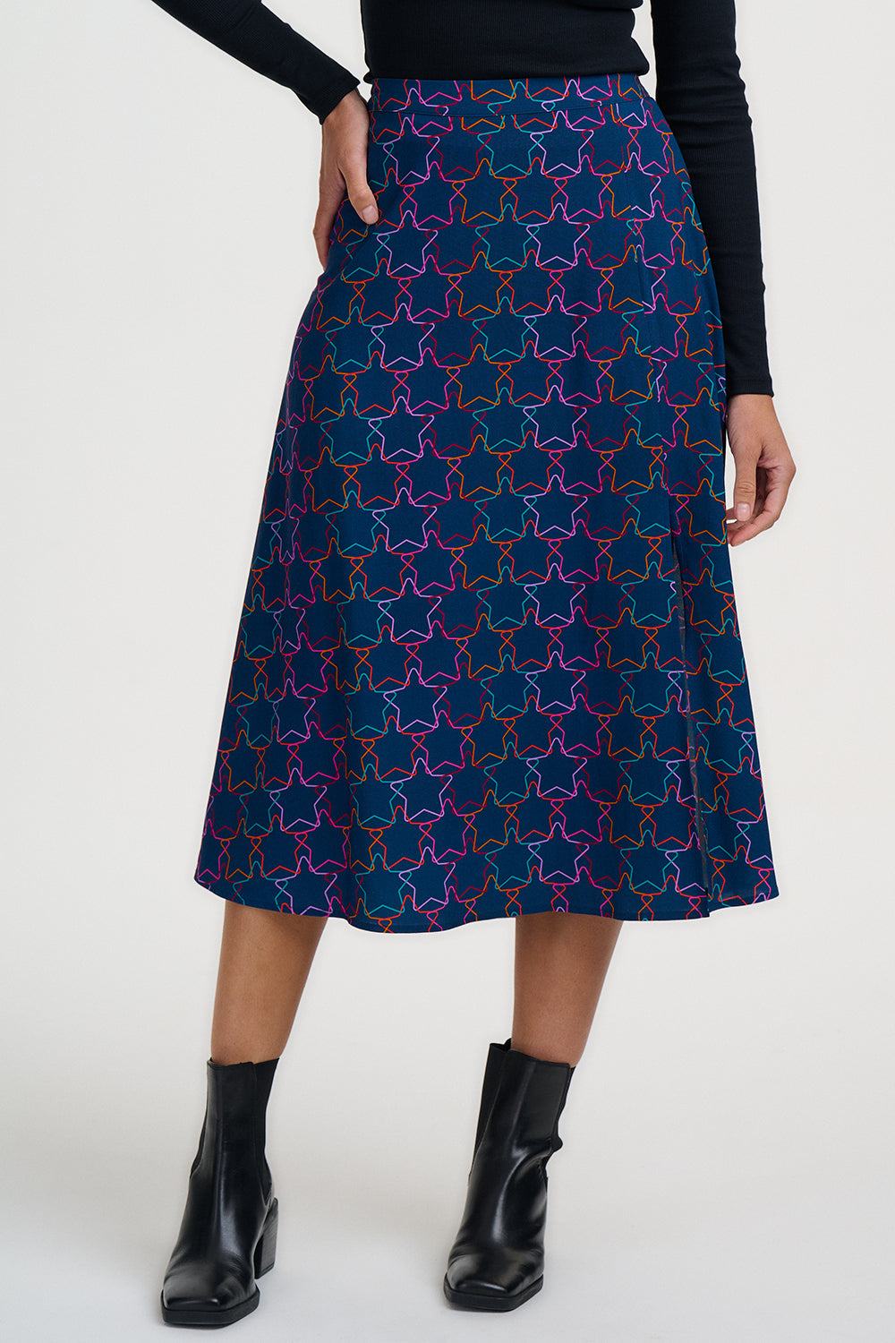 Rosalind Skirt - Teal, Interlocking Stars