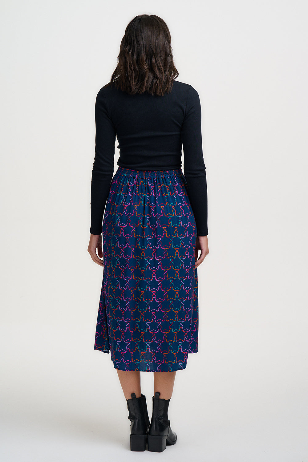 Rosalind Skirt - Teal, Interlocking Stars