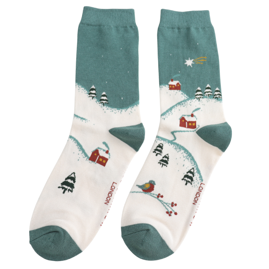 Winter Nights Bamboo Socks Teal