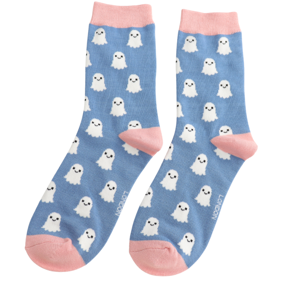 Friendly Ghosts Bamboo Socks Denim