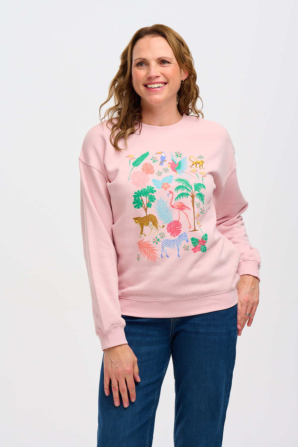 Noah Sweatshirt - Peach, Tropical Safari