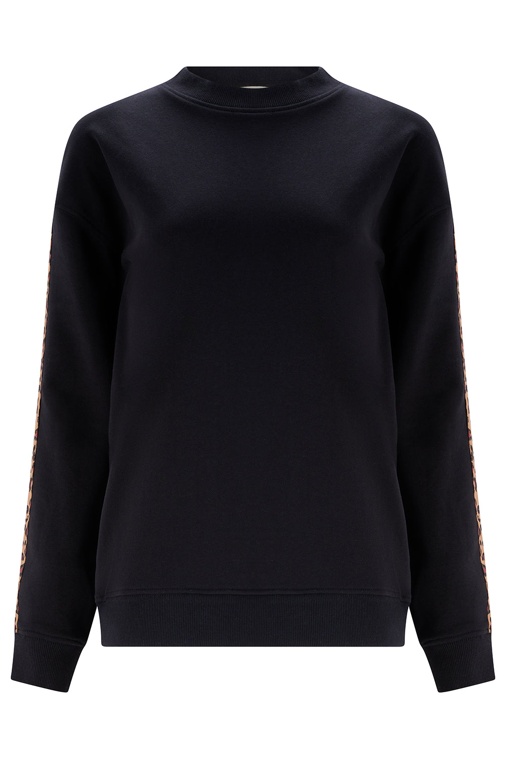 Magda Sweatshirt - Black, Leopard Trim