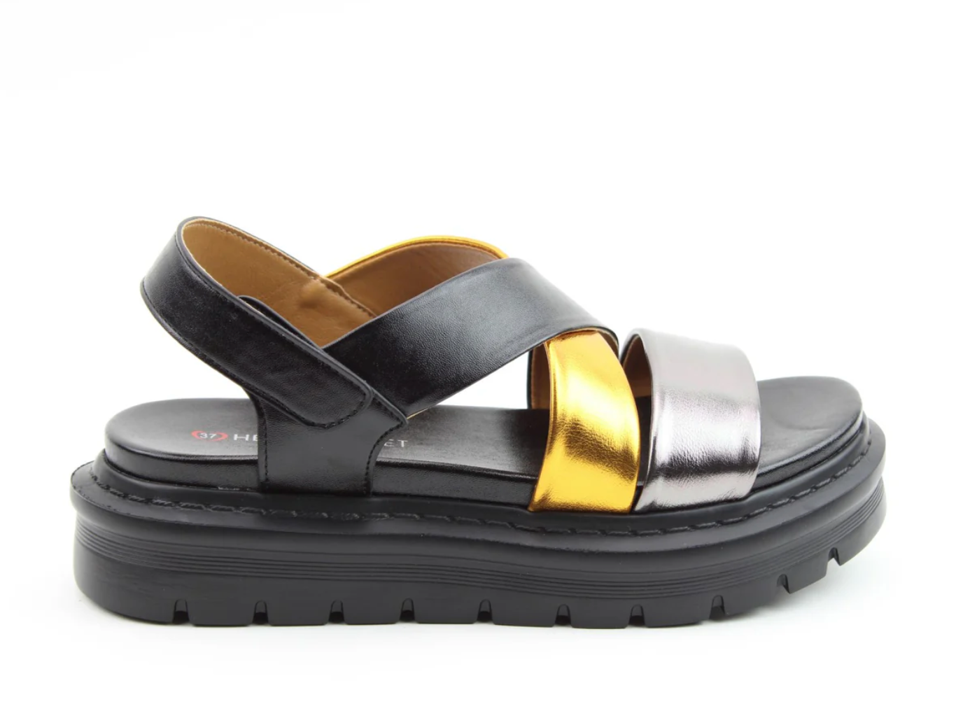 Fallon Black Gold Silver Sandals