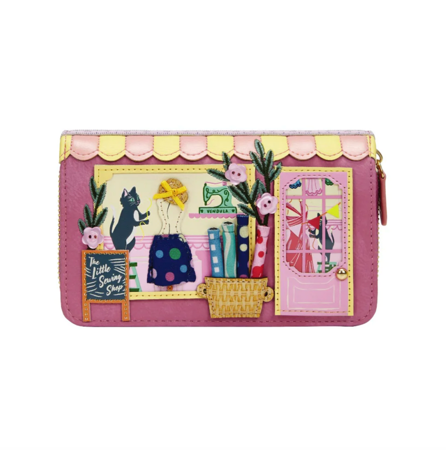 Sewing Shop - Raspberry Edition Medium Ziparound Wallet