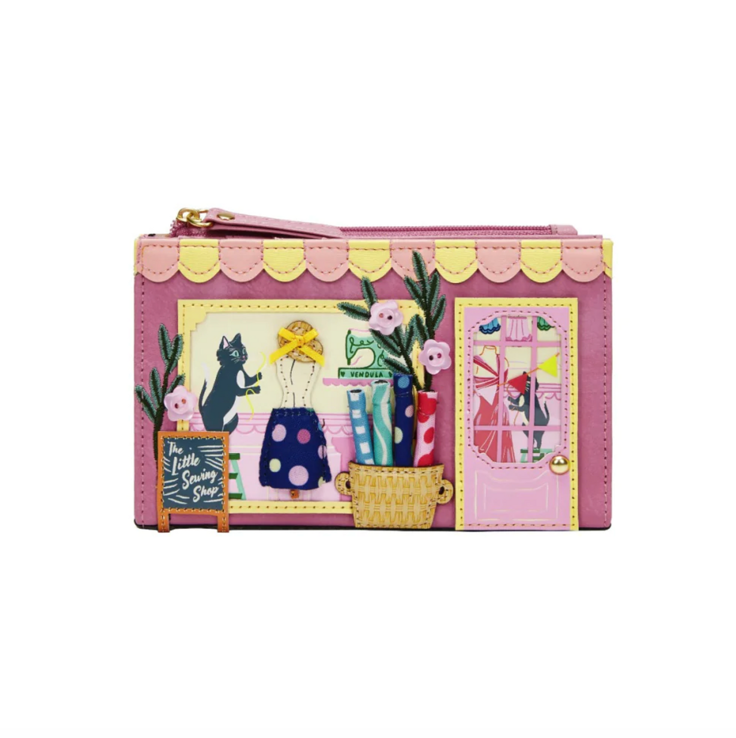 Sewing Shop - Raspberry Edition Compact Folding Wallet