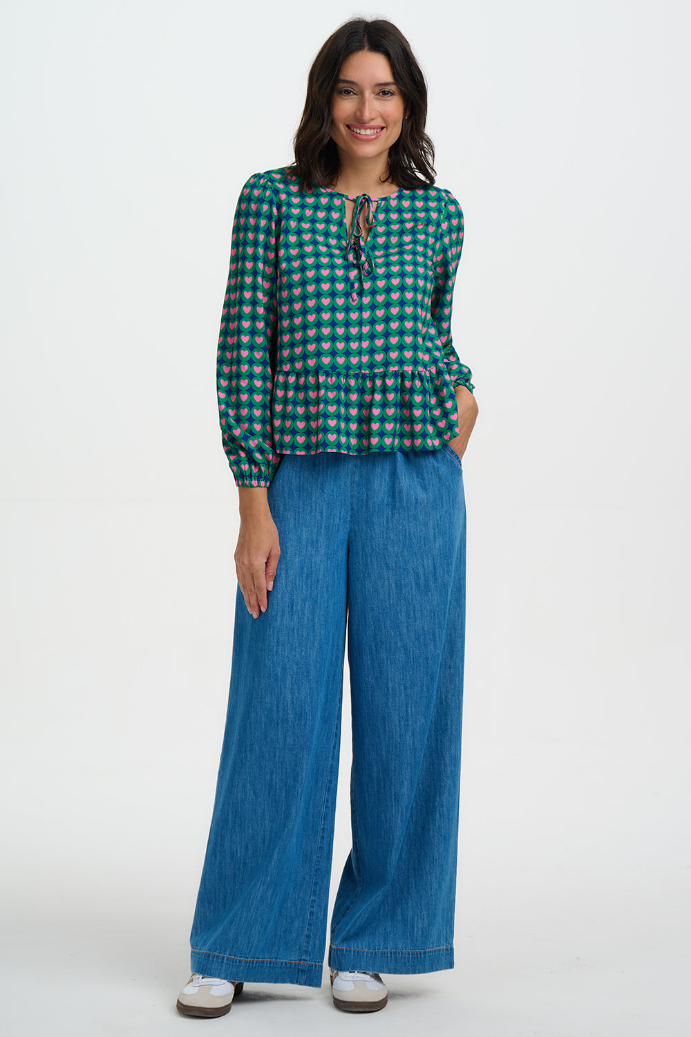 Olina Top - Navy, Heart Tile