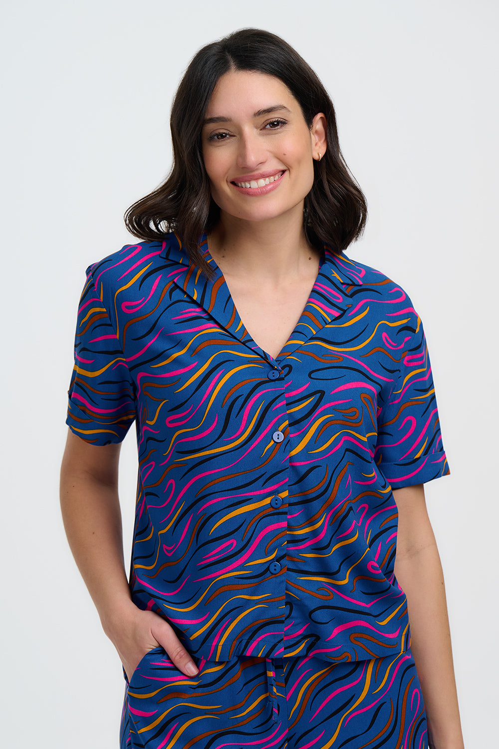 Odele Shirt - Bright Navy, Jazz Waves