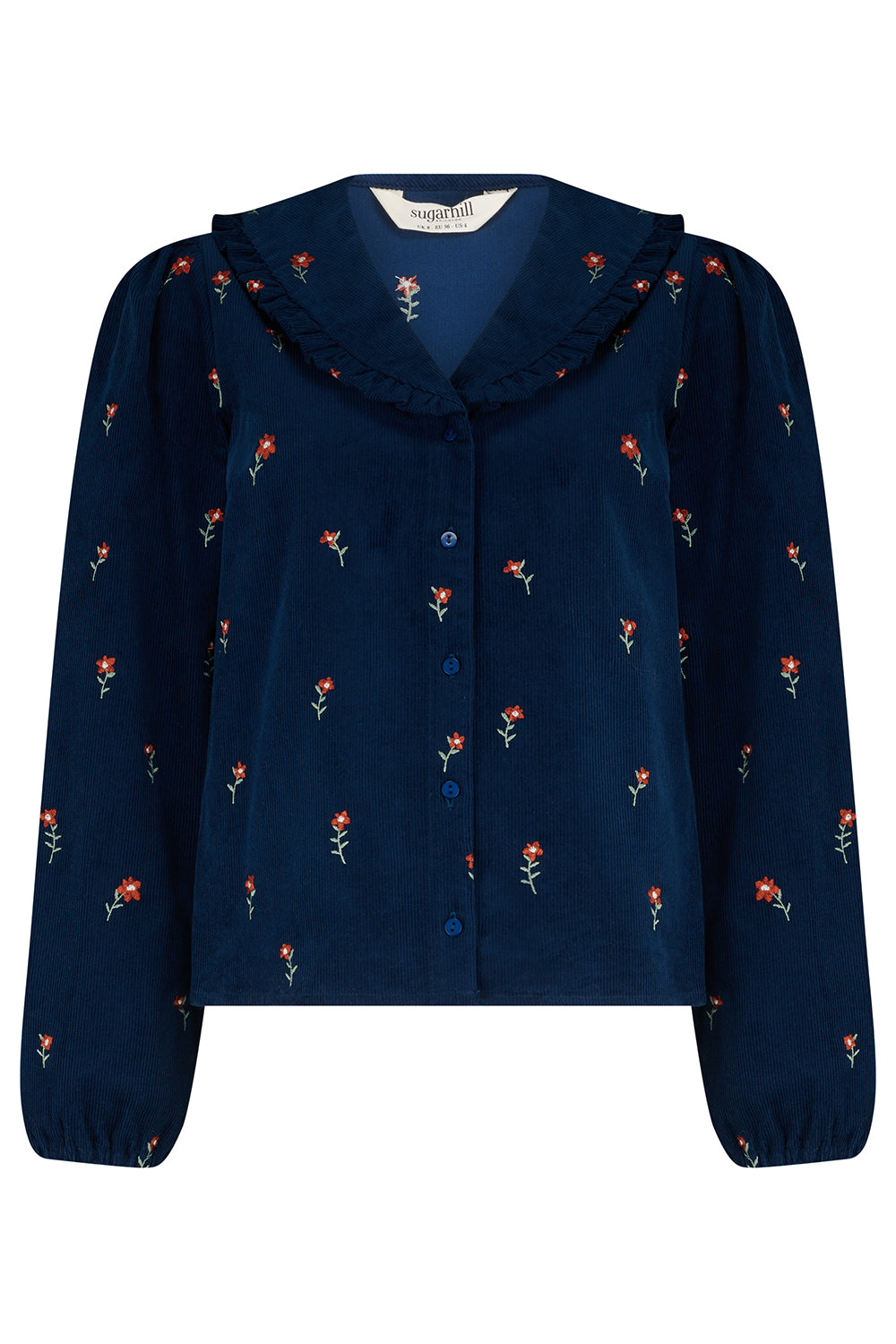 Bea Cord Blouse - Teal Ditsy Floral