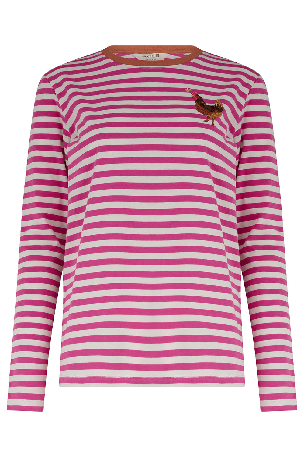 Brunswick Jersey Top - Cream Magenta Chicken Flower