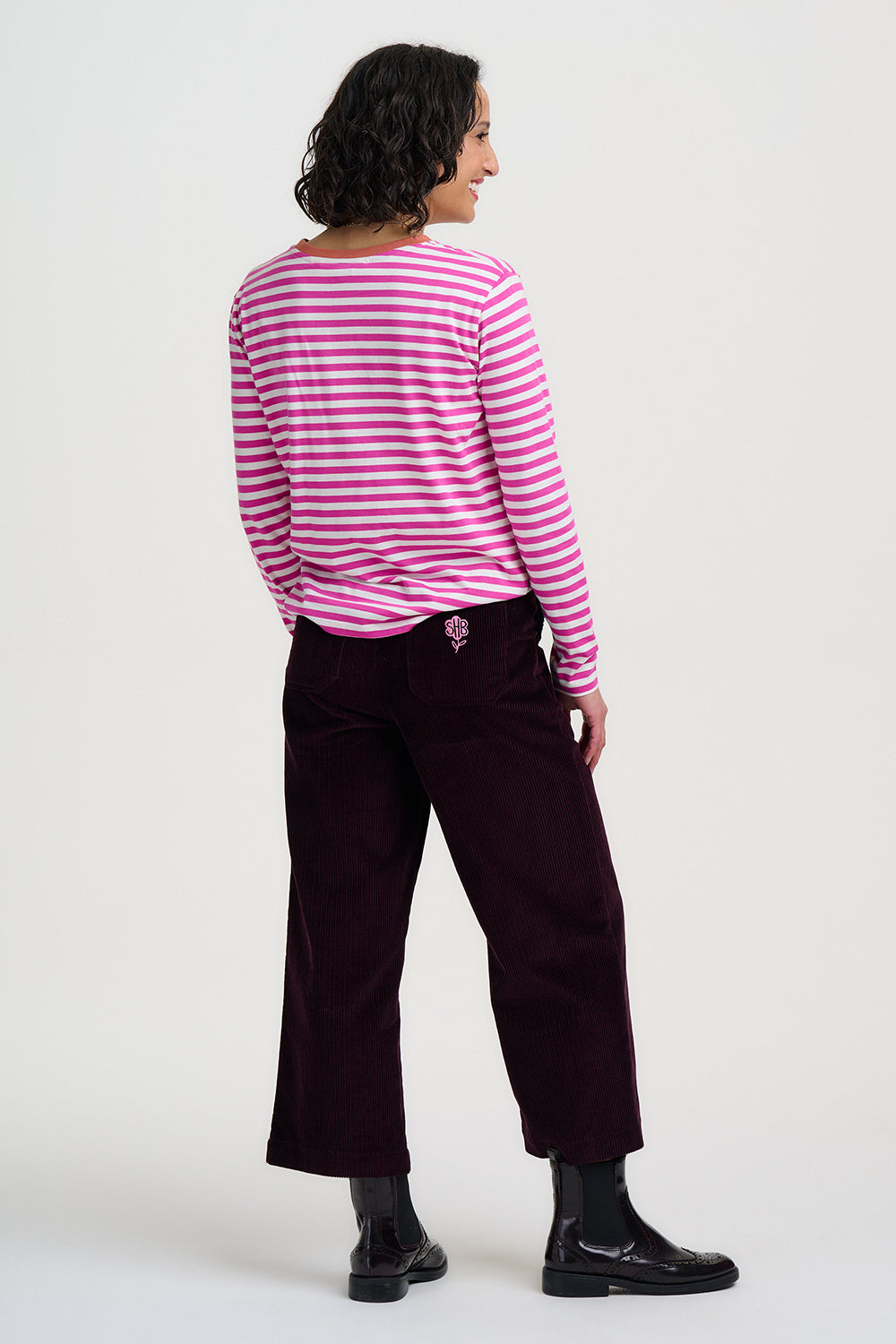 Brunswick Jersey Top - Cream Magenta Chicken Flower